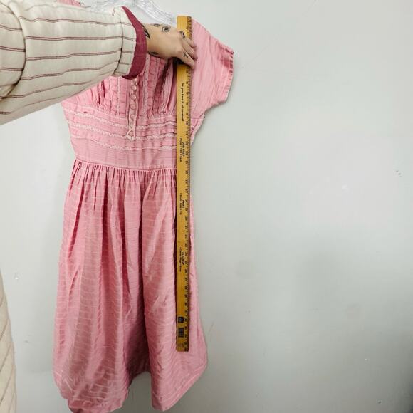 Vicky Vaughn Junior Vintage Pink Short Sleeve Fit And Flare Dress Girls Size 4-5 - Picture 3 of 8